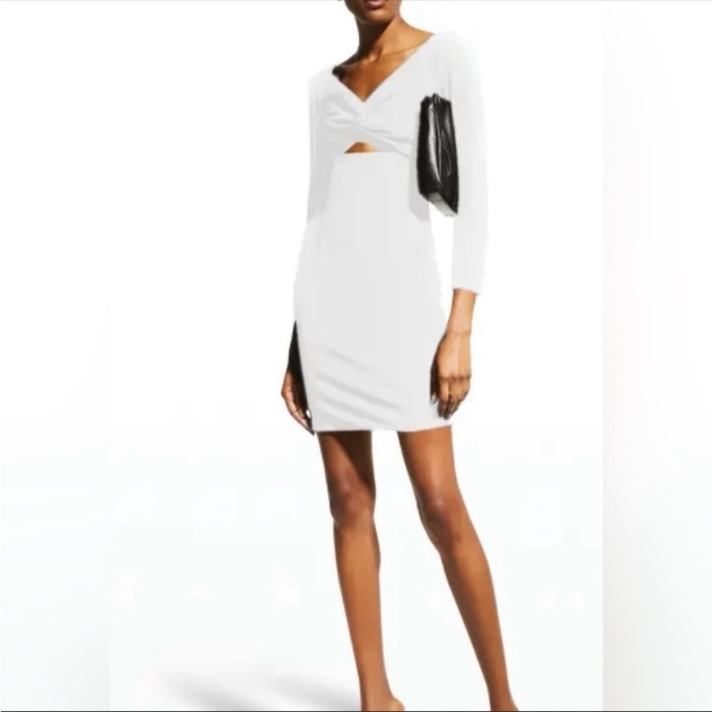 Dress The Population Jade White Long Sleeve Dress